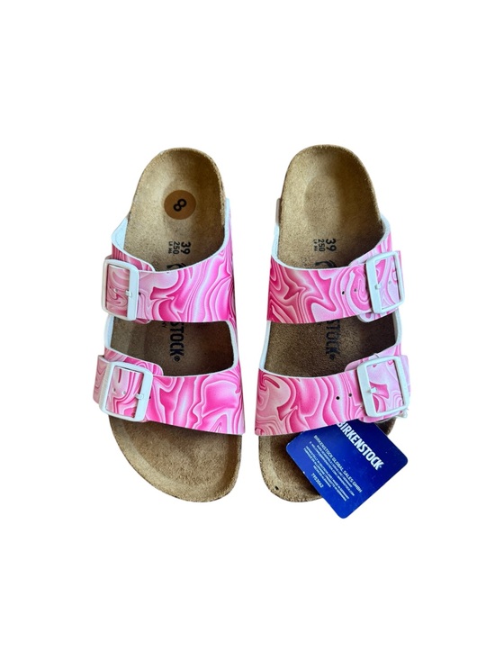 Birkenstock Shoes - Birkenstock Kids Arizona Pink Marble Two-Strip Sandal
